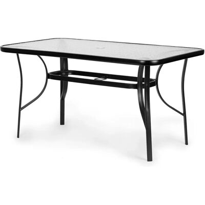 ModernHome Stół Ogrodowy - 140x80cm - Do 6 Osób - Czarny - Stół Ogrodowy ModernHome Stół Ogrodowy - 140x80cm - Do 6 Osób - Czarny - Stół Ogrodowy