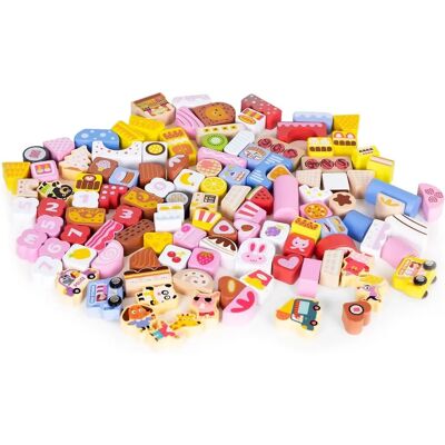 Ecotoys - Houten blokken set - 116 stuks voor creatief spel - Educatief speelgoed Ecotoys - Houten blokken set - 116 stuks voor creatief spel - Educatief speelgoed