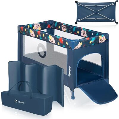 Lionelo Stefi - Travel Cot + Playpen - Blue Navy - Safety Standard EN 716 Lionelo Stefi - Travel Cot + Playpen - Blue Navy - Safety Standard EN 716