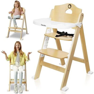 Lionelo Floris - Adjustable Wooden High Chair - 3-in-1 Baby & Toddler Seat Lionelo Floris - Adjustable Wooden High Chair - 3-in-1 Baby & Toddler Seat