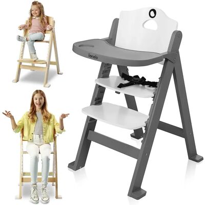 Lionelo Floris - Chaise haute en bois 3-en-1 Gris Stone - Publicité Lionelo Floris - Chaise haute en bois 3-en-1 Gris Stone - Publicité