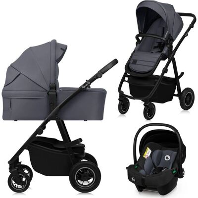 Lionelo Amber Plus 3in1 - Sistema di passeggino e seggiolino auto - Grigio Lionelo Amber Plus 3in1 - Sistema di passeggino e seggiolino auto - Grigio