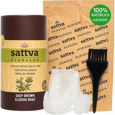 SATTVA Henna Cheveux Marron Foncé - Color à base de Plantes Ayurvédiques - Publicité SATTVA Henna Cheveux Marron Foncé - Color à base de Plantes Ayurvédiques - Publicité