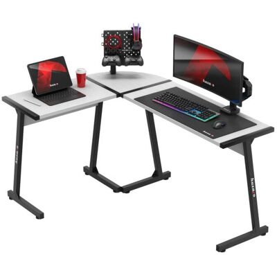 Huzaro Hero 6.0 Blanc - Bureau de jeu avec Surface en Fibre de Carbone & Design en L - Publicité Huzaro Hero 6.0 Blanc - Bureau de jeu avec Surface en Fibre de Carbone & Design en L - Publicité