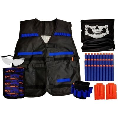 LEANToys - Lean Sport Commando - Schwarz mit Blau-Orange - Weste mit Schutzbrille - Kostüm LEANToys - Lean Sport Commando - Schwarz mit Blau-Orange - Weste mit Schutzbrille - Kostüm