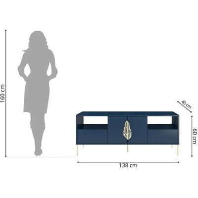 MERLIN Marineblaues TV‑Console - 136 cm Breite MERLIN Marineblaues TV‑Console - 136 cm Breite