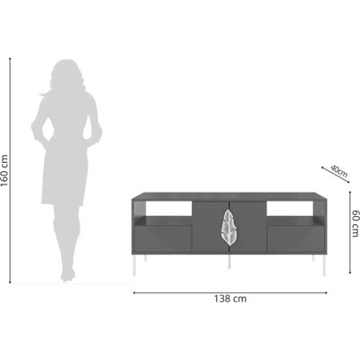 MERLIN - Meuble TV MERLIN - Czarny - 136 cm - kredens TV MERLIN - Meuble TV MERLIN - Czarny - 136 cm - kredens TV