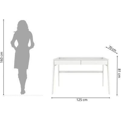 LISA - LISA - Blanc - Hêtre - 125x70 cm - Bureau - Publicité LISA - LISA - Blanc - Hêtre - 125x70 cm - Bureau - Publicité