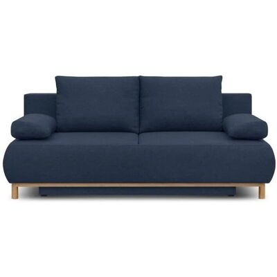 BANQUETTE TRANSFORMABLE MIKA - Tissu Bleu Foncé - Rangement - 192x84x93cm - Publicité BANQUETTE TRANSFORMABLE MIKA - Tissu Bleu Foncé - Rangement - 192x84x93cm - Publicité