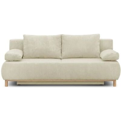 Canapé convertible beige MIKA avec rangement - 3 places - Publicité Canapé convertible beige MIKA avec rangement - 3 places - Publicité
