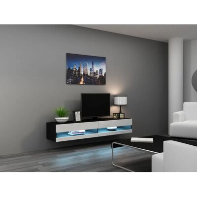 Cama RTVVIGO180N Schwarzer/Weißer TV-Schrank - Unterhaltungszentrum mit 2 Regalen Cama RTVVIGO180N Schwarzer/Weißer TV-Schrank - Unterhaltungszentrum mit 2 Regalen