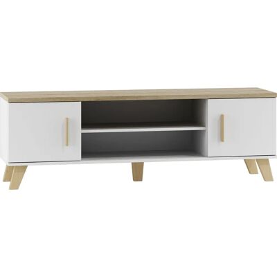 Cama RTV LOTTA 160 2D2K TV-Schrank - Modern, Weiß/Sonoma, 2 Regale Cama RTV LOTTA 160 2D2K TV-Schrank - Modern, Weiß/Sonoma, 2 Regale