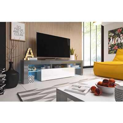 Cama Meble TORO158 Grau/Weiß Hochglanz TV-Schrank - Entertainment-Center Cama Meble TORO158 Grau/Weiß Hochglanz TV-Schrank - Entertainment-Center