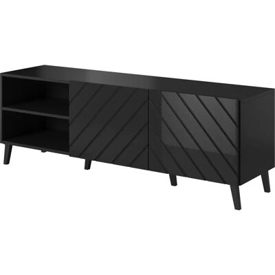 Szafka RTV CAMA MEBLE ABETO RTV150 CZ Czarny Lśniący - 3 Półki Szafka RTV CAMA MEBLE ABETO RTV150 CZ Czarny Lśniący - 3 Półki