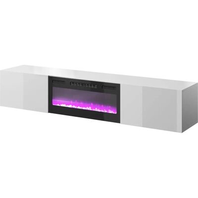 Cama Meble Slide 200K TV-Schrank - Elektrischer Kamin, Hochglanz Weiß Cama Meble Slide 200K TV-Schrank - Elektrischer Kamin, Hochglanz Weiß