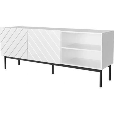 Cama Meble Abeto Rtv Schrank auf schwarzem Stahlrahmen 150x42x60 cm weiß/glänzend Cama Meble Abeto Rtv Schrank auf schwarzem Stahlrahmen 150x42x60 cm weiß/glänzend