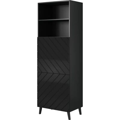 Cama Meble Hochglanz Schwarzer Schrank - Stauraumschrank Cama Meble Hochglanz Schwarzer Schrank - Stauraumschrank