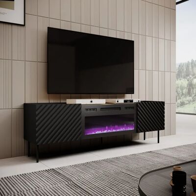 Cama Meble Onda Szafka RTV - Elektryczny kominek - 180X40x39-58 Cama Meble Onda Szafka RTV - Elektryczny kominek - 180X40x39-58