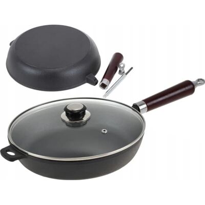 KRISBERG Sartén de Hierro Fundido 28cm con Tapa KRISBERG Sartén de Hierro Fundido 28cm con Tapa
