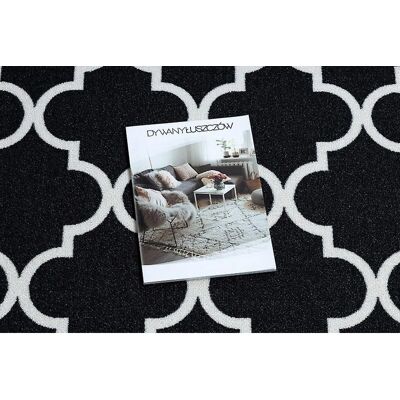 RugsX Alfombra de pasillo negro Trellis 67x250cm - Antideslizante RugsX Alfombra de pasillo negro Trellis 67x250cm - Antideslizante