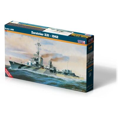 Kit maquette de bateau MisterCraft 9385207055 - Échelle 1:400 - Zerstroer Z-31 - Publicité Kit maquette de bateau MisterCraft 9385207055 - Échelle 1:400 - Zerstroer Z-31 - Publicité