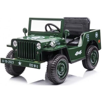 Ramiz Samochód na Baterie Retro Militarny Zielony - Auto Elektryczne Ramiz Samochód na Baterie Retro Militarny Zielony - Auto Elektryczne