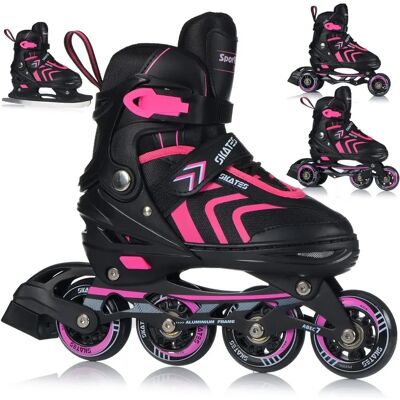 Patins 4-en-1 réglables - Rose/Noir - Patins - Publicité Patins 4-en-1 réglables - Rose/Noir - Patins - Publicité
