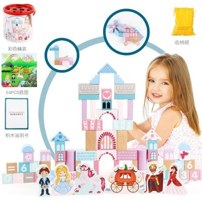 Zestaw zamku z drewna RMZ dla księżniczki z klockami i puzzle Zestaw zamku z drewna RMZ dla księżniczki z klockami i puzzle