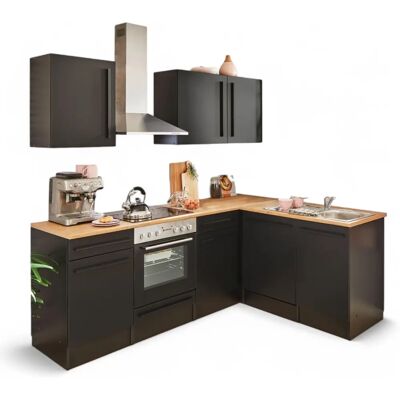 Balculina Jazz Eckküche - Komplettset, Schwarz, 220cm Balculina Jazz Eckküche - Komplettset, Schwarz, 220cm