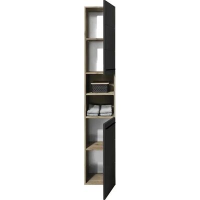 Sconto Leibnitz Schwarzer Badschrank - Badezimmerhochschrank Sconto Leibnitz Schwarzer Badschrank - Badezimmerhochschrank