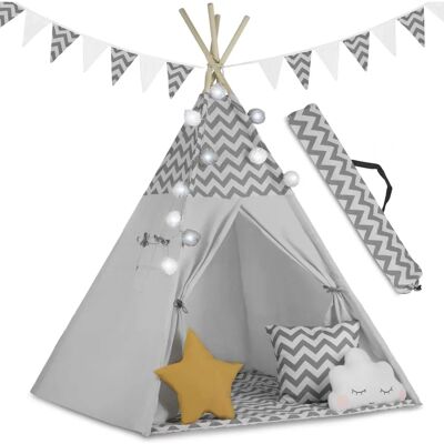 Viking Choice Kindertipi - Grau - 120x120x165 cm Viking Choice Kindertipi - Grau - 120x120x165 cm