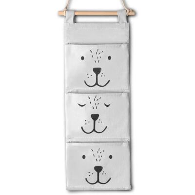 Organizzatore di giocattoli in tessuto grigio da appendere Nukido 20x80cm Organizzatore di giocattoli in tessuto grigio da appendere Nukido 20x80cm
