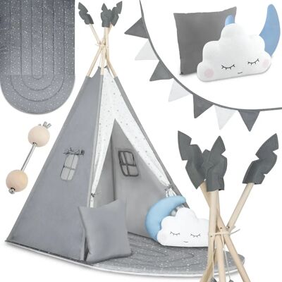 Viking Choice Kindertipi Zelt - Grau - 116x116x165 cm Viking Choice Kindertipi Zelt - Grau - 116x116x165 cm