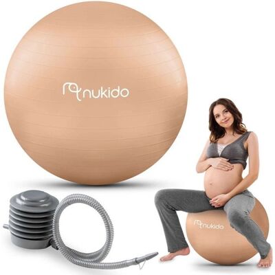 Palla di Aerobica in Gravidanza Nukido - 65cm, Beige, Ergonomica, Anti-scoppio, Supporta 200kg Palla di Aerobica in Gravidanza Nukido - 65cm, Beige, Ergonomica, Anti-scoppio, Supporta 200kg