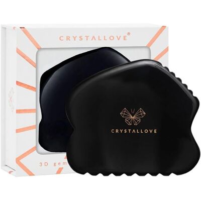 Crystallove Black Obsidian Contour Gua Sha massage tool - Face & Body Crystallove Black Obsidian Contour Gua Sha massage tool - Face & Body