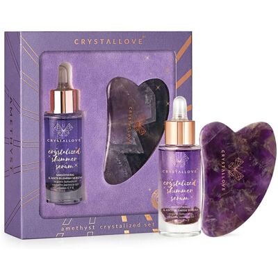 CRYSTALLOVE Krystallisert ametyst sett - Ansiktsserum med Gua Sha CRYSTALLOVE Krystallisert ametyst sett - Ansiktsserum med Gua Sha