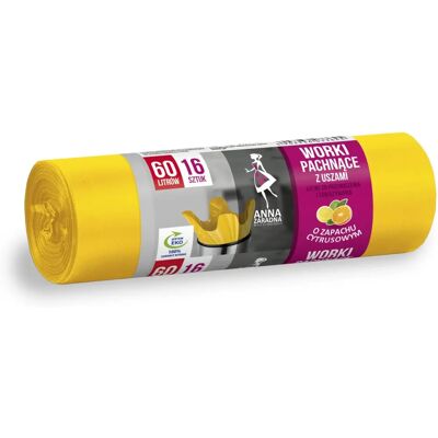 Anna Zaradna Müllbeutel mit Ohren - Zitronenduft - 60L - 16 Stück Anna Zaradna Müllbeutel mit Ohren - Zitronenduft - 60L - 16 Stück
