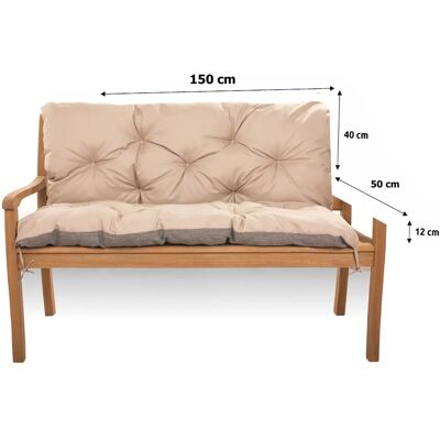 Setgarden Poduszka ogrodowa - Dopasowana poduszka na ławkę - 160x50x13cm Setgarden Poduszka ogrodowa - Dopasowana poduszka na ławkę - 160x50x13cm
