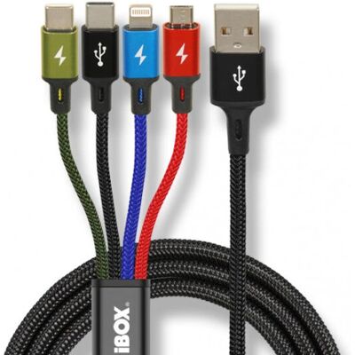 I-Box Universal 4-in-1 Ladekabel - Micro USB, USB-C, Lightning I-Box Universal 4-in-1 Ladekabel - Micro USB, USB-C, Lightning