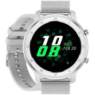 Pacific - Pacific 17 - srebrny - biały pasek - Smartwatch Pacific - Pacific 17 - srebrny - biały pasek - Smartwatch