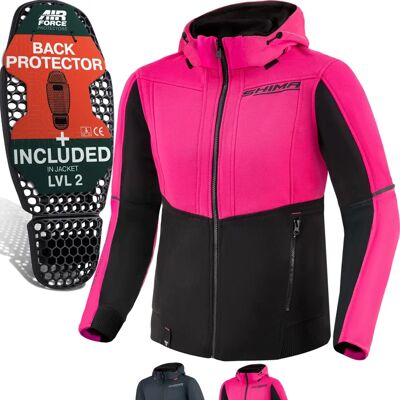 Shima Daybreaker Motorrad Hoodie - Schwarz Rosa - L Shima Daybreaker Motorrad Hoodie - Schwarz Rosa - L