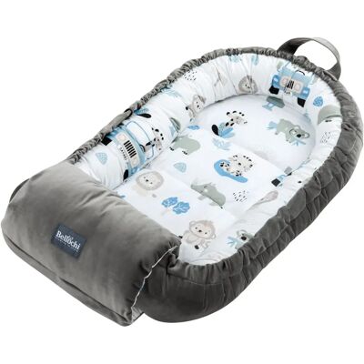 Bellochi Łóżeczko dla Niemowląt z Poduszką do Karmienia - Sleep Pod - Bawełna & Aksamit - 90x60x12cm - Safari Bellochi Łóżeczko dla Niemowląt z Poduszką do Karmienia - Sleep Pod - Bawełna & Aksamit - 90x60x12cm - Safari