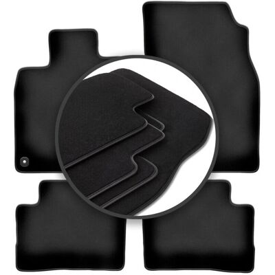 Nissan - Qashqai II J11 - Negro - Bordes de cuero ecológico - Alfombrillas Nissan - Qashqai II J11 - Negro - Bordes de cuero ecológico - Alfombrillas