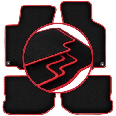 Carlux - CARLUX-RED - VW Golf IV - negro - costuras rojas - Alfombrillas de coche Carlux - CARLUX-RED - VW Golf IV - negro - costuras rojas - Alfombrillas de coche