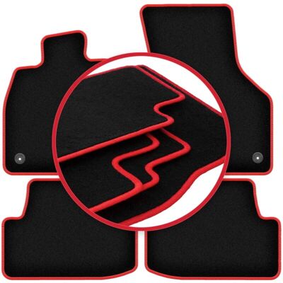 WLG - CARLUX-RED - Negro - Costuras rojas - Car mat WLG - CARLUX-RED - Negro - Costuras rojas - Car mat