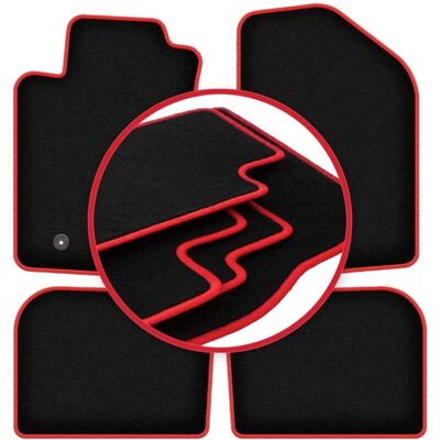 WLG-CARLUX-RED - Toyota Avensis II T25 - Negro - Costuras rojas - Alfombrillas WLG-CARLUX-RED - Toyota Avensis II T25 - Negro - Costuras rojas - Alfombrillas