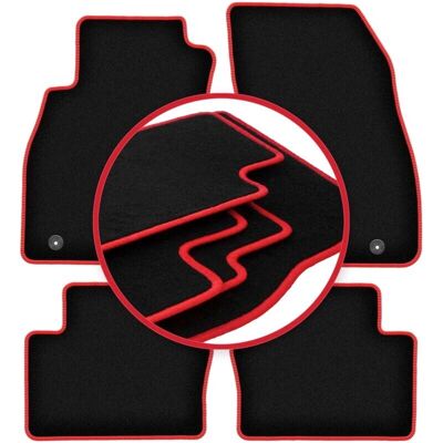 WLG-CARLUX-RED Opel Insignia A Negro con costuras rojas Alfombrillas de coche WLG-CARLUX-RED Opel Insignia A Negro con costuras rojas Alfombrillas de coche