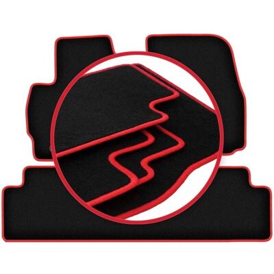 Carlux - CARLUX-RED - Negro - Costura roja - Car Mats Carlux - CARLUX-RED - Negro - Costura roja - Car Mats