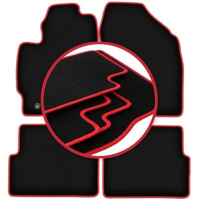 WLG - CARLUX-RED - Negro - Polipropileno - Alfombrillas de coche WLG - CARLUX-RED - Negro - Polipropileno - Alfombrillas de coche