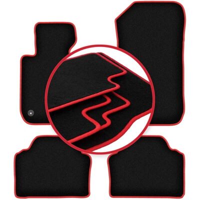 CARLUX - BMW 3 E90 - Negro - Costuras rojas - Floor Mats CARLUX - BMW 3 E90 - Negro - Costuras rojas - Floor Mats